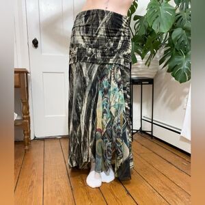 Legatte Jean Strapless Abstract Print Draped Dress skirt Save The Queen Size M